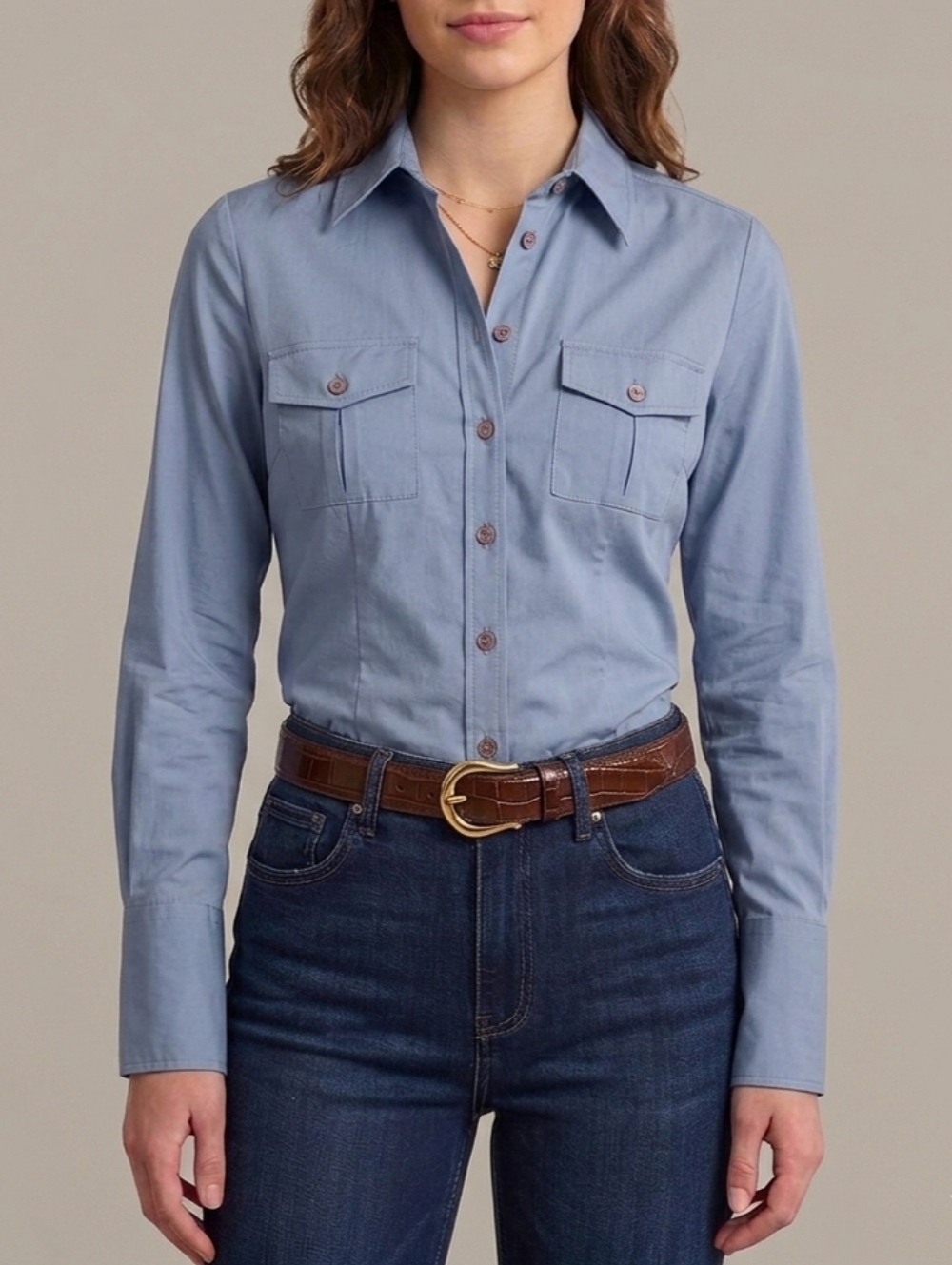 XS Club Monaco Light Blue Women's Button-Down Utility Shirt Classic Long Sleeve - Picture 1 of 5